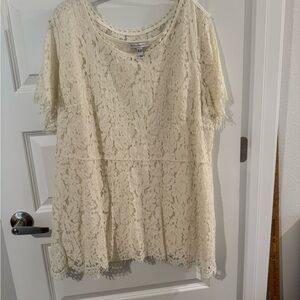 Isaac Mizrahi Cream Lace Blouse 3X